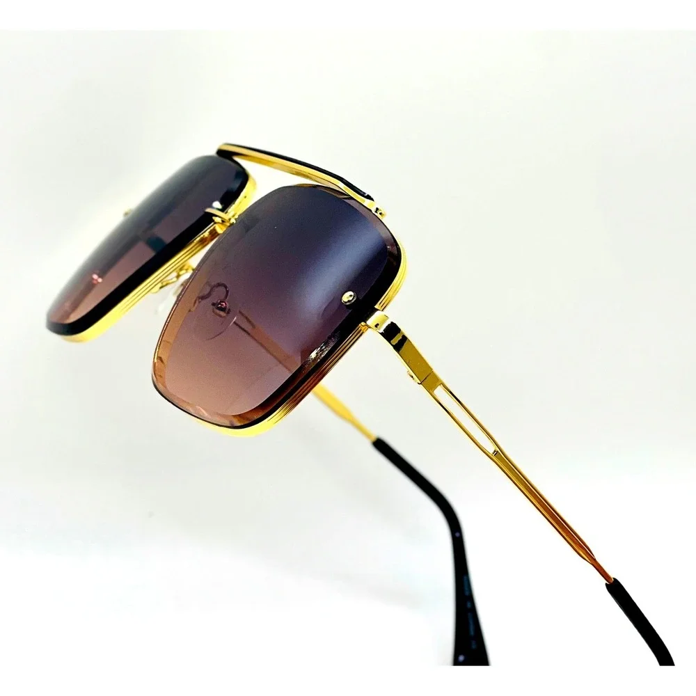 Sunglasses Men's Fashion Square Gold Frame Shades‎ Trendy Street Wear Lentes New